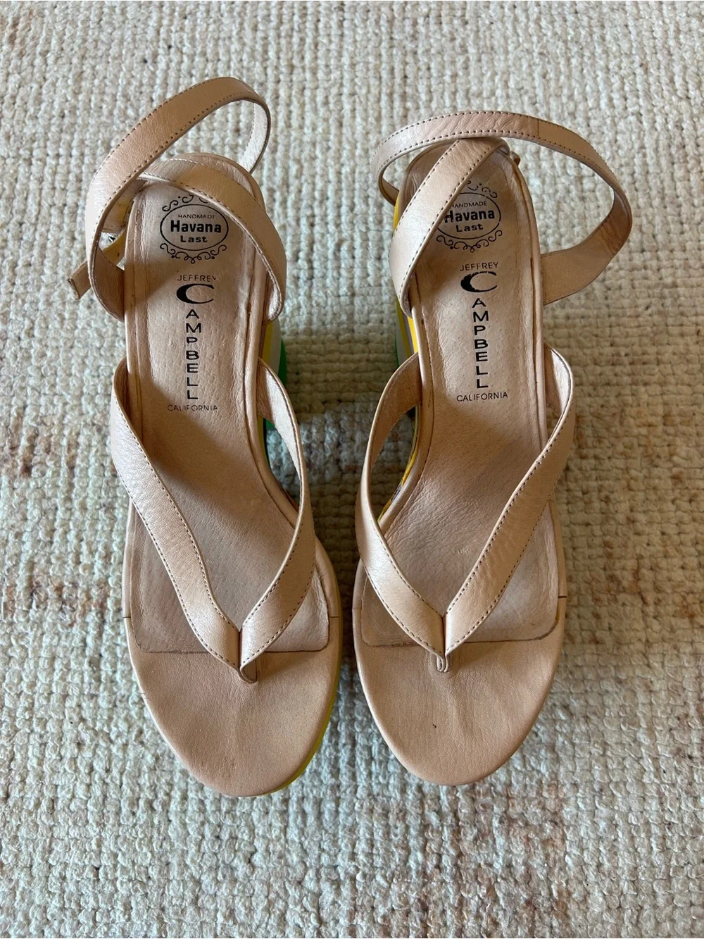 Jeffrey Campbell Rare “Salvatore” Platform Sandals in Rainbow Stripe - size 9